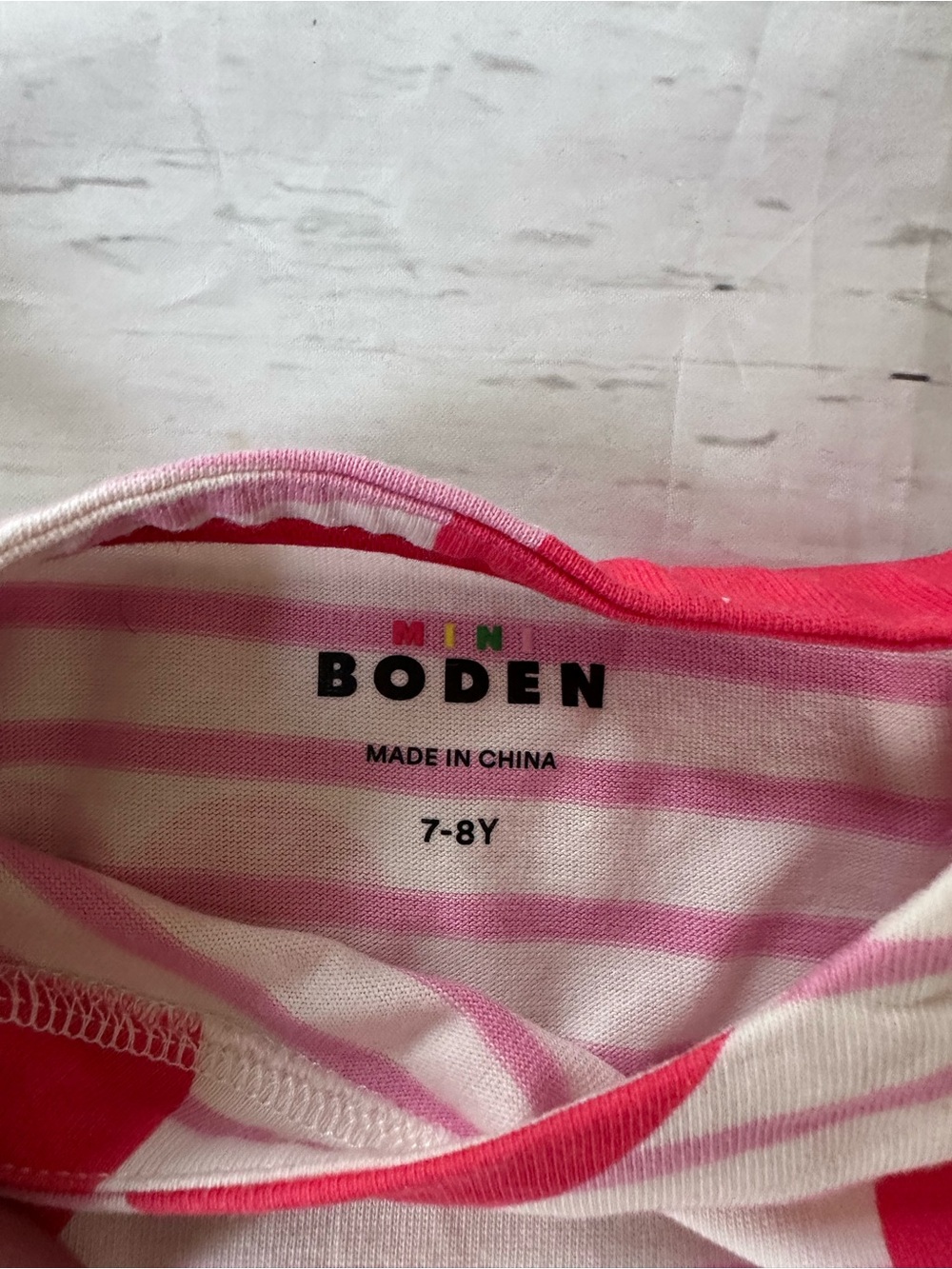 Mini Boden Pink and Red Heart Stripe Long Sleeve Dress size 7-8 Valentine - Picture 4 of 11